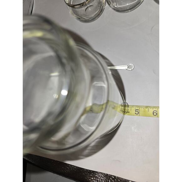 MCM Silver Band Barware Set 1 Pitcher 6 Roly Poly Glasses Vintage - Picture 9 of 10